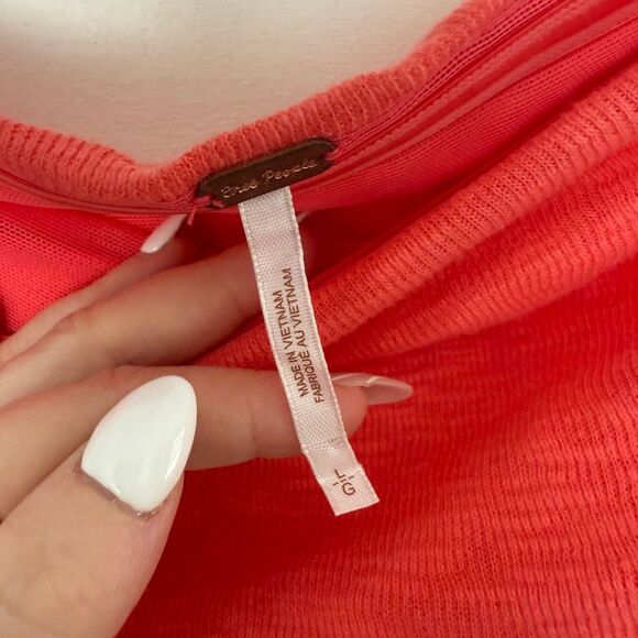 Free People Women’s Large Coral Ruched Strapless Top - Picture 2 of 5